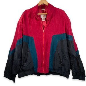 Vintage SUMMA SILK Color Block Red Blue & Black Jacket - Large